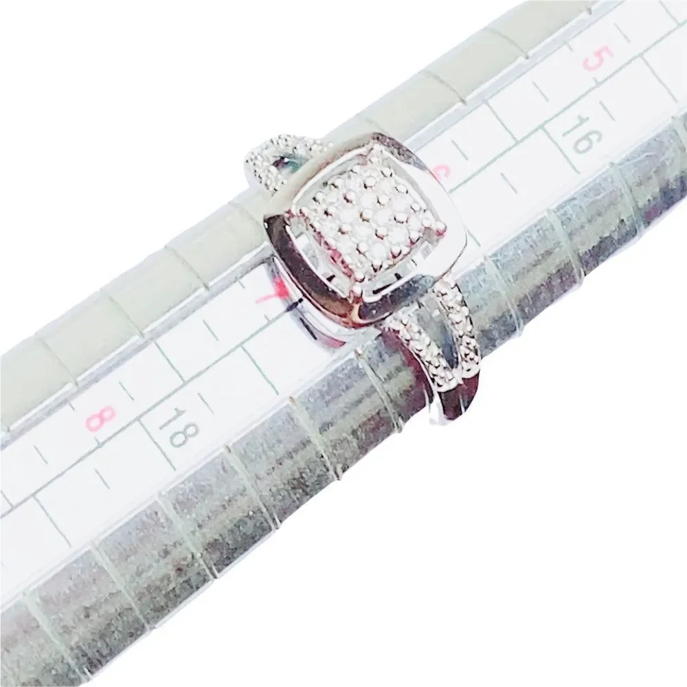 Diamond 925 Sterling Silver Ring Sz‎ 6.75